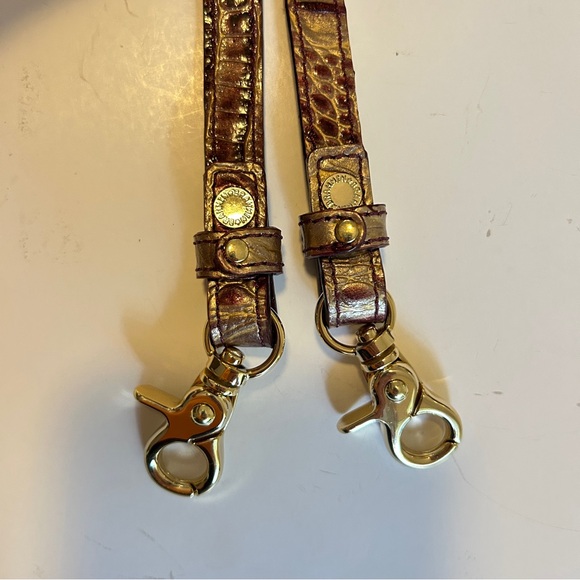 Brahmin handbag strap in croc-embossed leather Brown and Gold - Picture 12 of 14